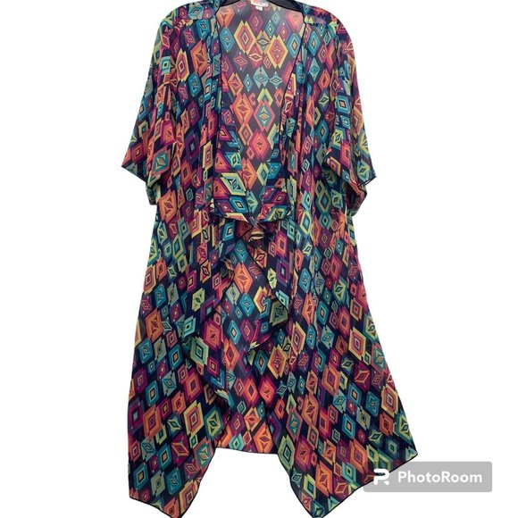 LuLaRoe Other - Lularoe Women's Robe Kimono Sheer Multicolor rhombus design Size M transparent